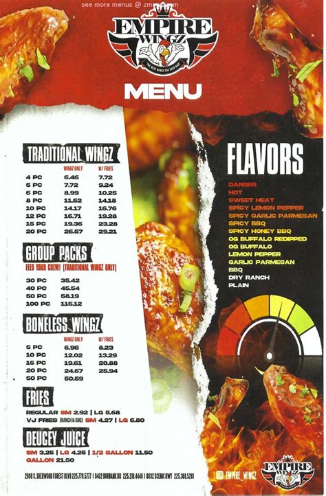 empire wingz menu|More.